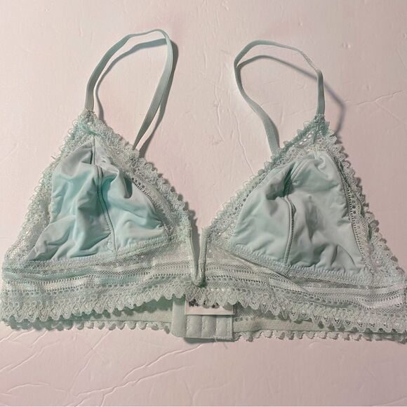 Garage NUE seamless lace triangle Bralette light blue deep V large - Picture 1 of 8